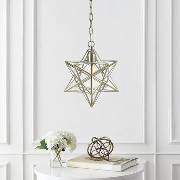 Stellaa 12" Moravian Star Metal/Clear Glass LED Pendant